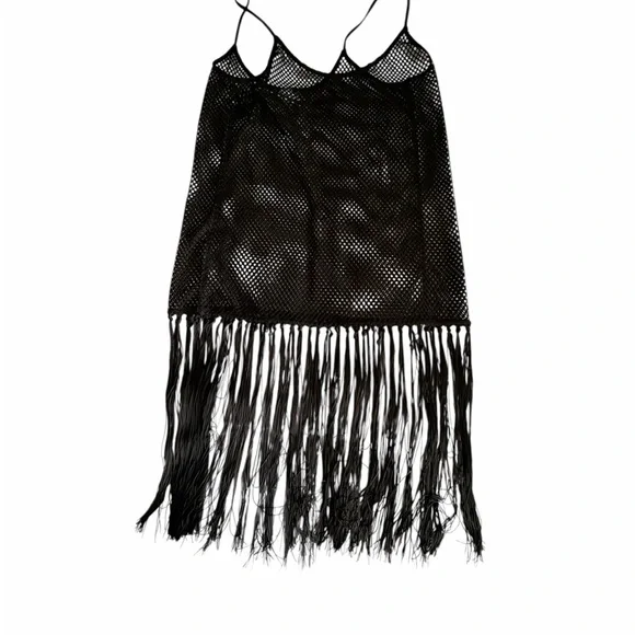 wild fable Black Fringe Mesh Swim Coverup - Picture 2 of 6